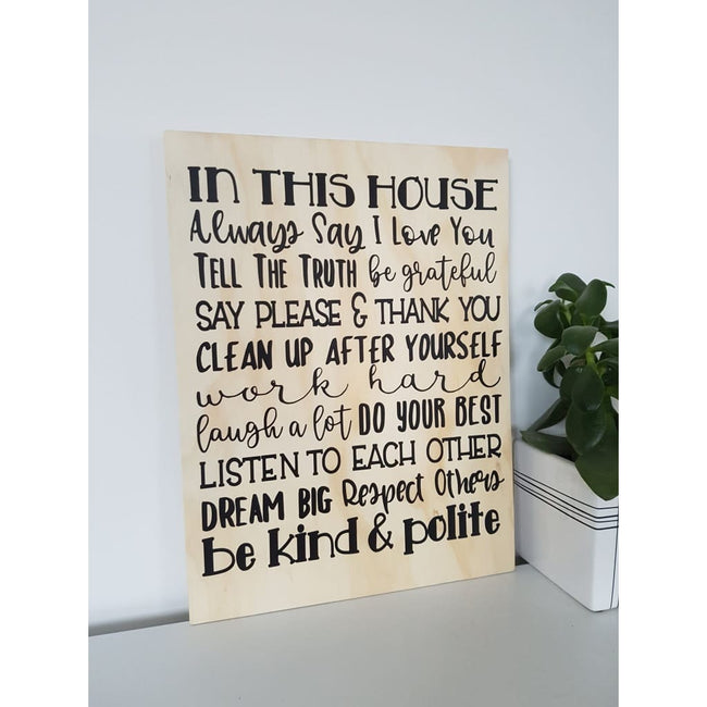 House Rules sign - Plywood Sign