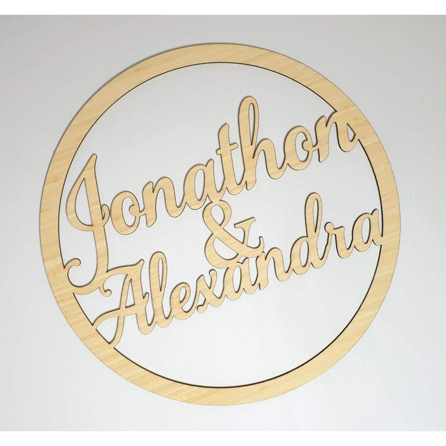 Names in Ring Bamboo - Laser Cut Name Plaque