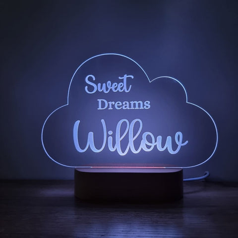 Night Light Sweet Dreams Personalised Cloud Shape