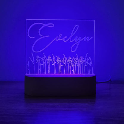 Night Light Wild Flower Personalised Name - Night Light