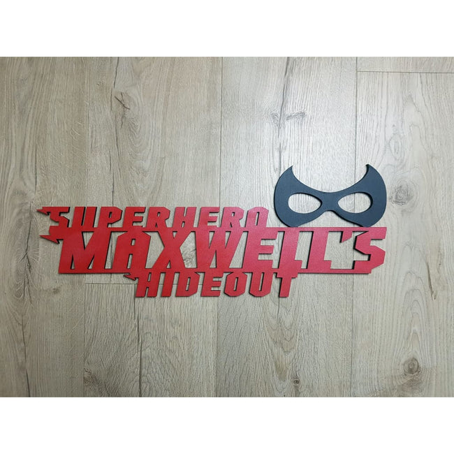 Superhero Hideout with Mask and Free Personalistion - Laser Cut Name Plaque