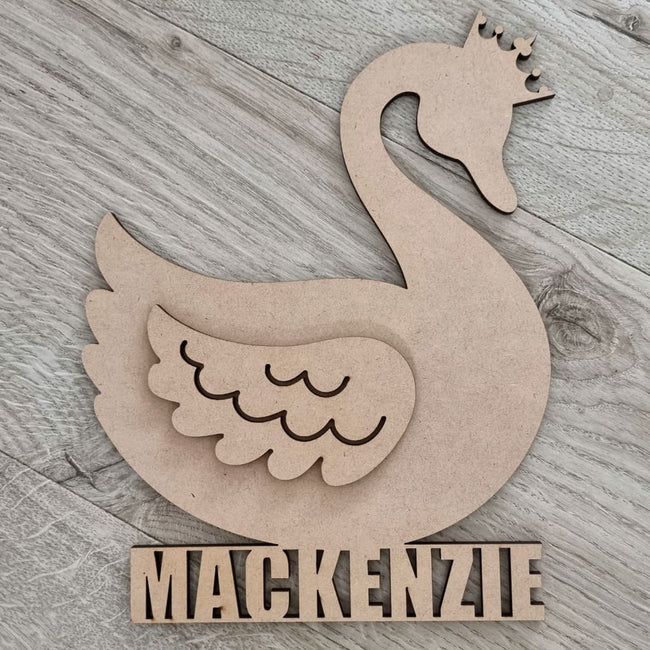 Swan Wooden Name Plaque Nude - Laser Cut Name Plaque