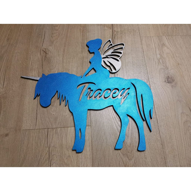 Unicorn Fairy Name Plaque With Free Personalisation - Laser Cut Name Plaque