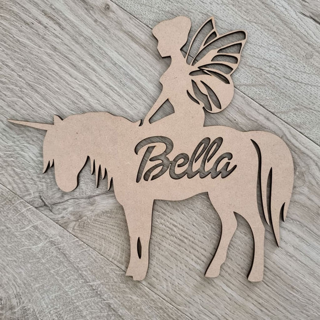 Unicorn Fairy Name Plaque With Free Personalisation Nude - Laser Cut Name Plaque