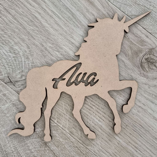 Unicorn Name Wooden Plaque with Free Personalisation Nude - Laser Cut Name Plaque